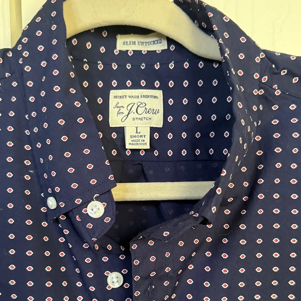 J. Crew Dark Blue and White Patterned Shirt